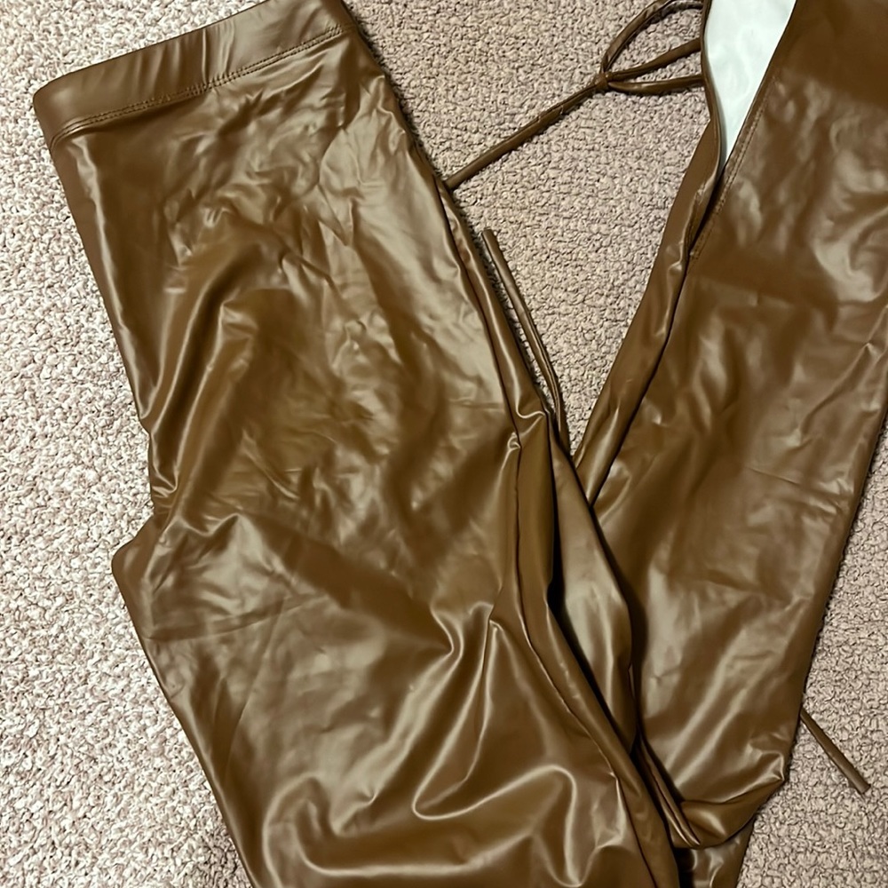 Cute brown leather pants.